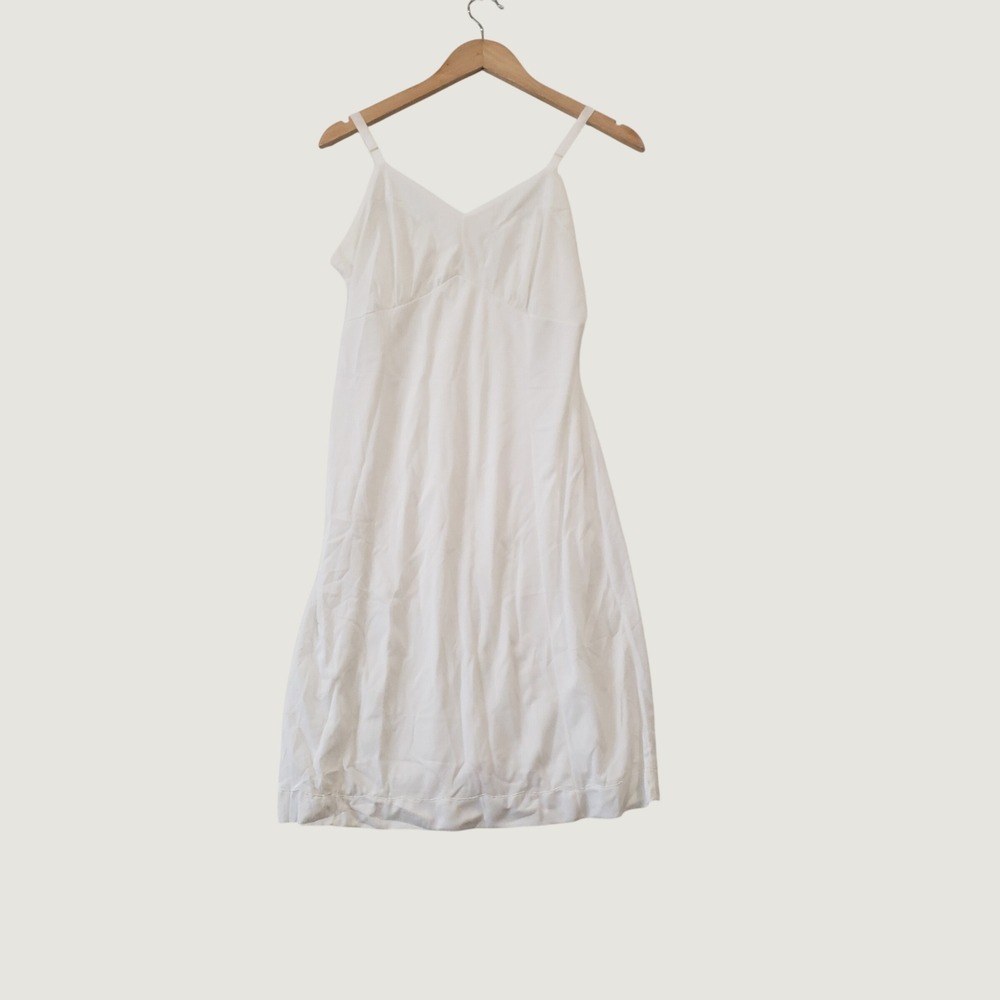 Slipfection Full Slip Women 38 White Vintage 70s  Nylon Tricot USA Coquette - Picture 1 of 7